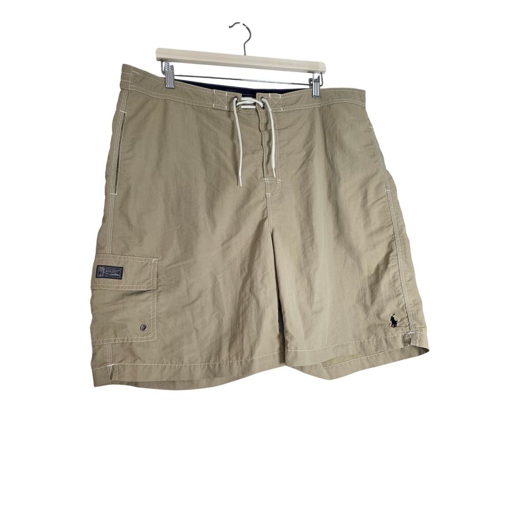 Polo Ralph Lauren Swim Shorts Men’s XXL Tan Khaki Board Shorts Preppy Beach Plus